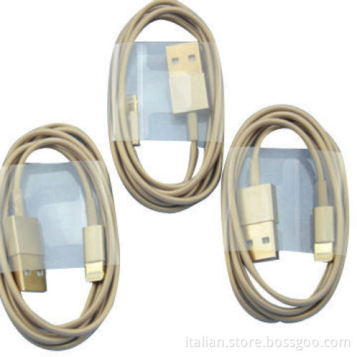 Golden USB Charging Fast Cables for iPhone 5/5S, Sync Data and Charging